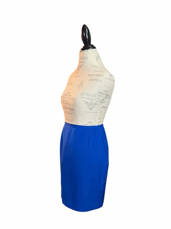 Vintage Norton McNaughton Petites Blue Pencil Skirt with Pleated Waist Sz 6 - Image 4