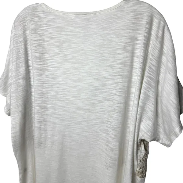 J. Jill White and Tan Embroidered Bohemian Milk‎ Maid Renaissance Blouse XL - Image 6