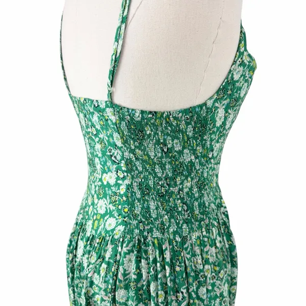Free People Ready Or Not Floral Maxi Slip Dress Green Size Small - Image 9