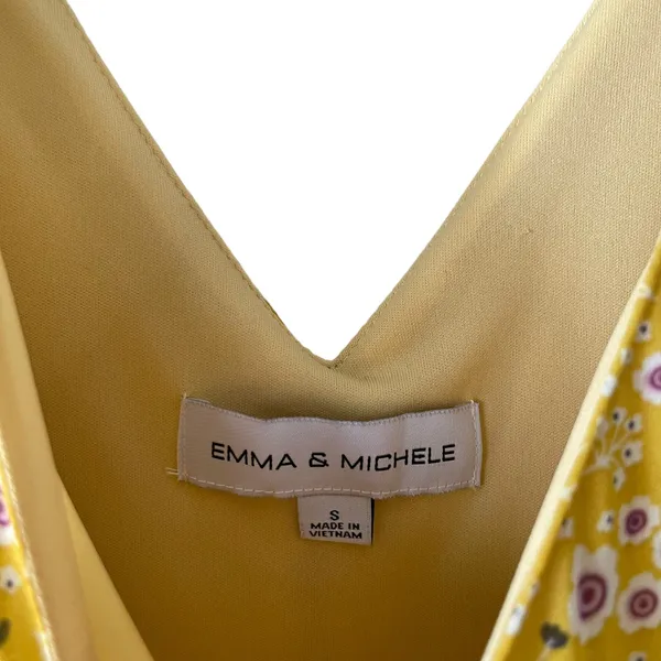 Emma & Michele Small Yellow Floral Flutter Sleeve‎ Maxi Dress Kentucky Derby - Image 5