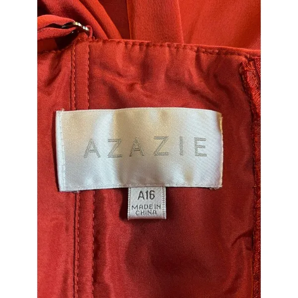 Azazie Eren ? Bronzer Satin Mermaid Full‎ Length Dress Custom Size A16 Rust Read - Image 3