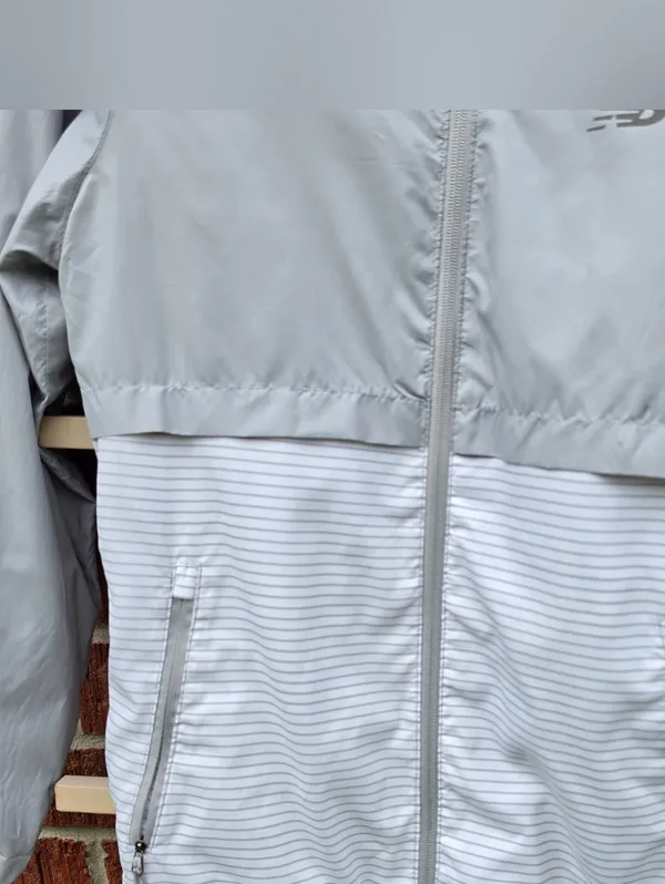 New Balance | Grey and White Windbreaker Hooded Jacket Size S - Image 2