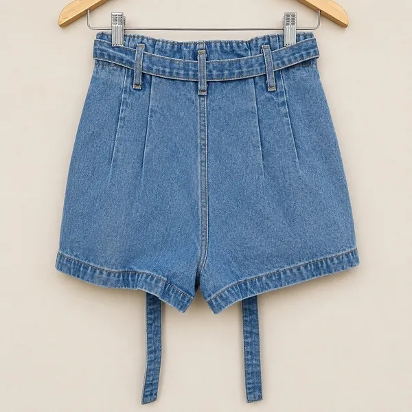 Abercrombie & Fitch Paperbag Denim Shorts Women 24 00 High Rise‎ Y2K Belted - Image 3