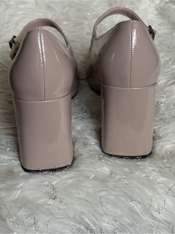 Marc Fisher Charisy Beige Women’s Tapered Patent Leather Block Heel Shoes Size8M - Image 7