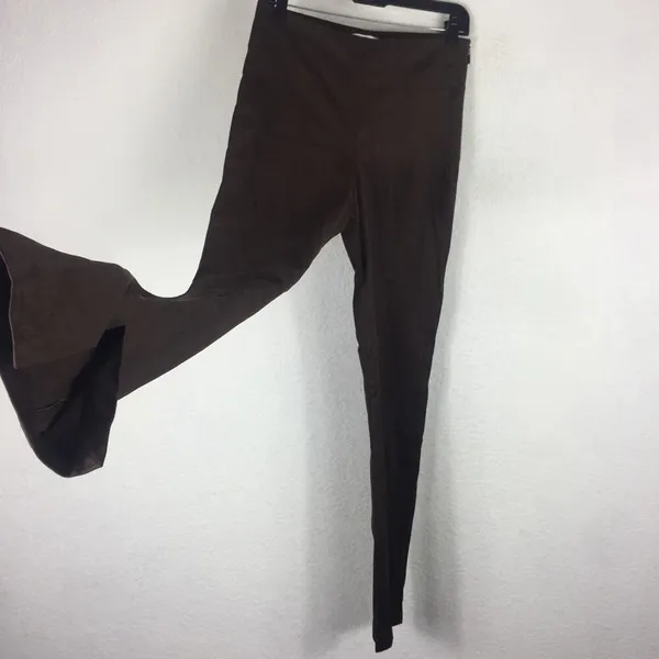 Good American Chocolate Brown Faux Suede Pant Size 8 Boss Split Hem Straight Leg - Image 14