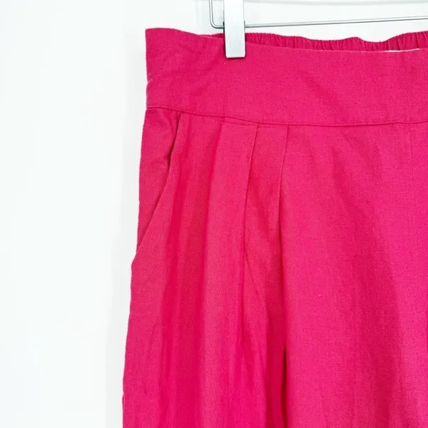 NWT Abercrombie & Fitch Wide Leg Linen Blend Trousers‎ L Pink Coastal Chic - Image 5