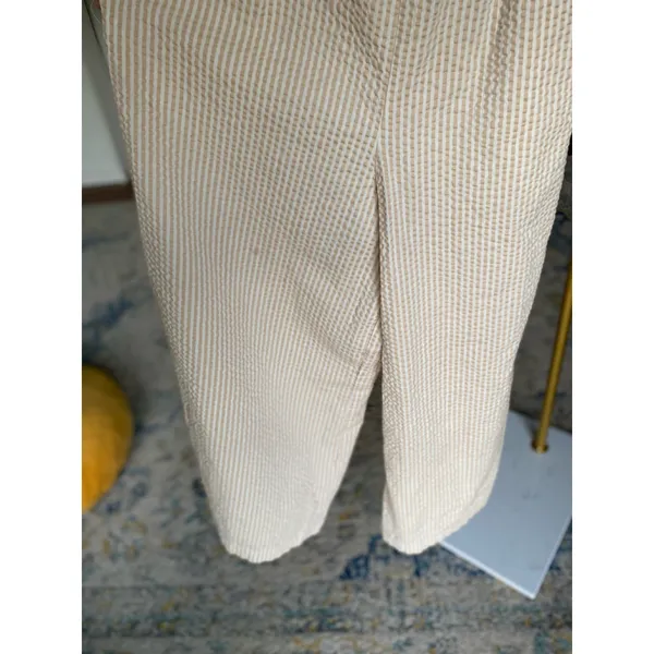 Level Eight Cotton Seersucker Romper Jumpsuit Striped Coastal Minimal Neutral‎ M - Image 6