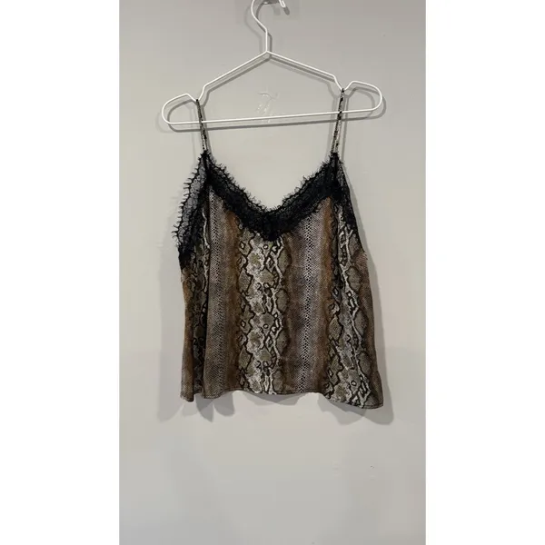 Revolve Leith Camisole Cami Top Animal Print Lace Spaguetti Strap Size L - Image 2
