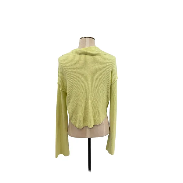 Free People Ella Cropped Cardigan Lime Green Ribbed Button Front Small‎ - Image 8