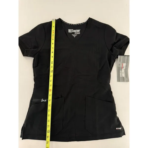 Greys Anatomy Scrub Top Size Small Love V-Neck 4 Pocket Zipper - Image 9