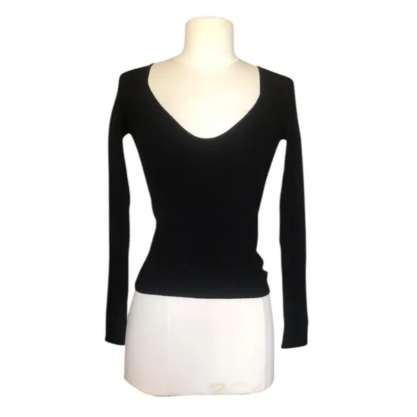 L*Space Camryn Black Ribbed Knit Sweetheart Neck Sweater Women’s Small NWT - Image 2