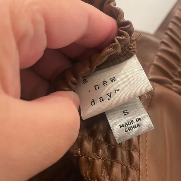 2/$30 A new day faux leather brown leather dress with bodice size small - Image 6
