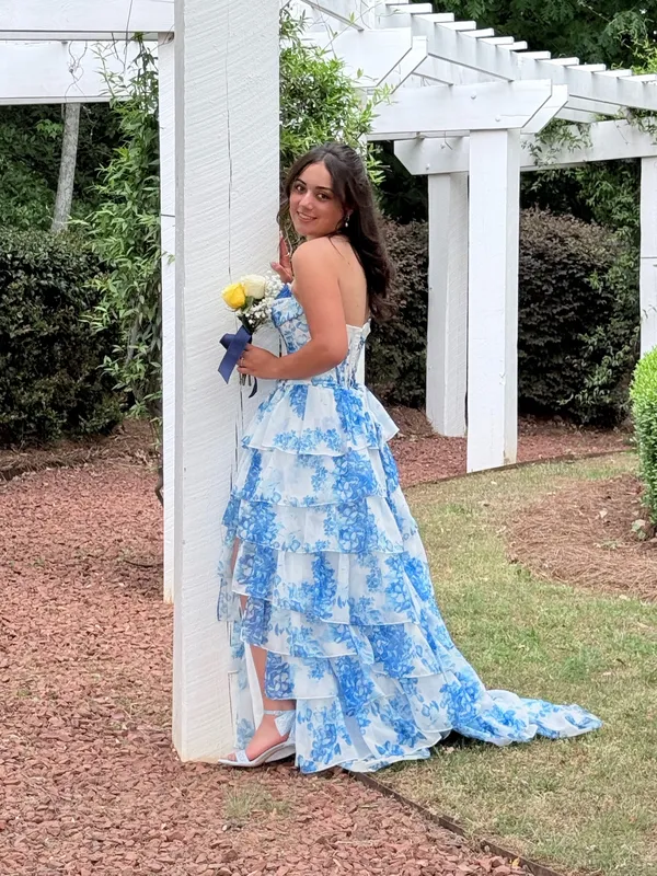 Amazon Blue White Dress Floral Long - Image 2