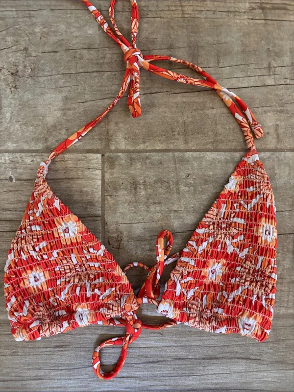 Orange Floral Smocked Bikini Set - Image 3