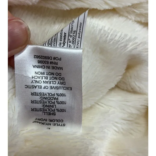 Ci Sono Puffer Jacket Ivory Sherpa Lined Hooded Quilted Winter Coat Minimalist L - Image 6