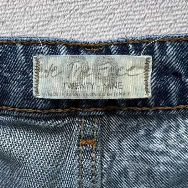 We The Free People Jeans Womens 29 Distressed Blue Denim Mid Rise Tapered Casual - Image 3