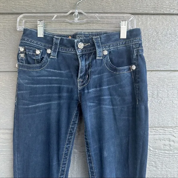 ￼Miss Me‎ Signature Skinny Crop Women’s Size 27 Western Biker Ankle Jeans - Image 3