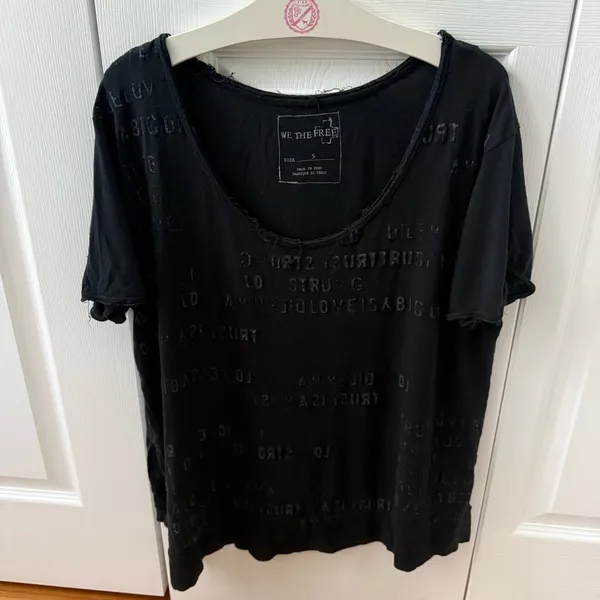 Free People We The Free Black Letter Embossed Tee - Image 2
