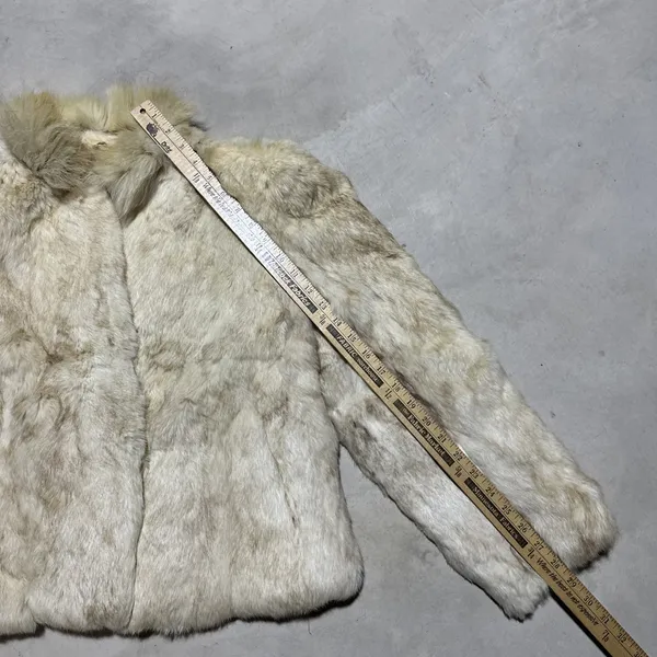 Vintage Natural Rabbit Fur Jacket W/ Fluffy Collar Women's SZ Medium CLASSY - Image 8