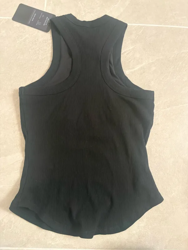 Fabletics Black Ribbed High-Neck Tank built in bra - Image 2