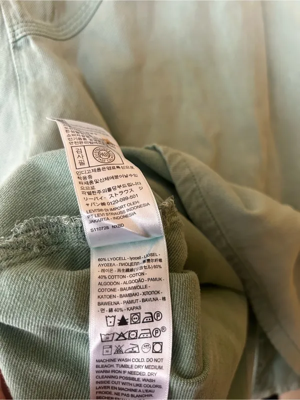 Levi's Tyla Shirt Button Down Collar Blue Surf Green Cotton Lyocell Size Small‎ - Image 8