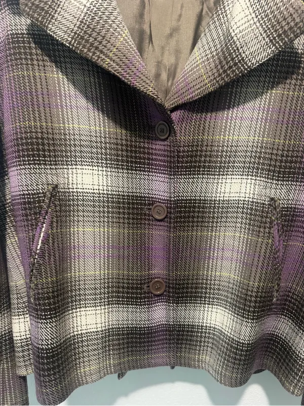 Evan Picone Plaid Jacket in Purple and Gray - Image 4