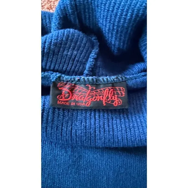 Vintage Dragonfly Blue Turtleneck Sweater Soft Wool Made in USA Size S - Image 2