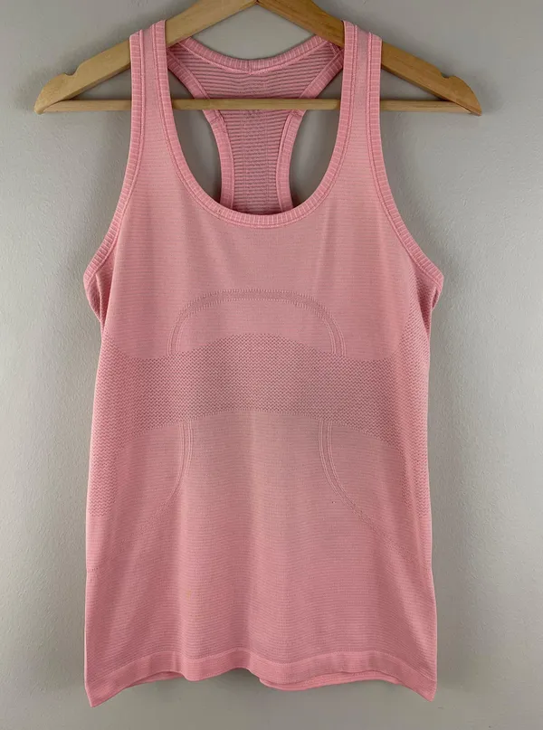 Lululemon Pink Taupe Swiftly Tech Racerback Athletic Workout Tank Top - Image 3