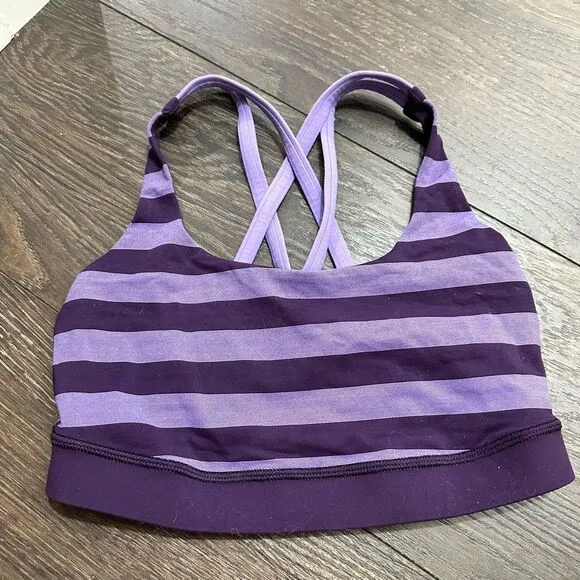 Lululemon Women’s 4 Purple Striped Strappy Energy Bra - Image 5