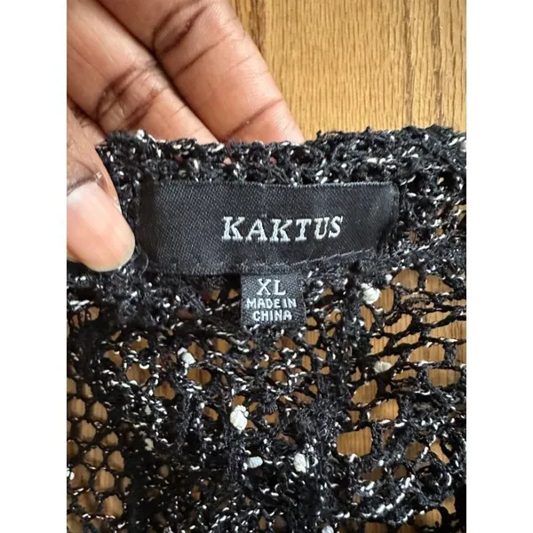 Kaktus Y2k Toggle Closure Lace Knit Open Front Cardigan Front Goth Fairy Sz XL - Image 5