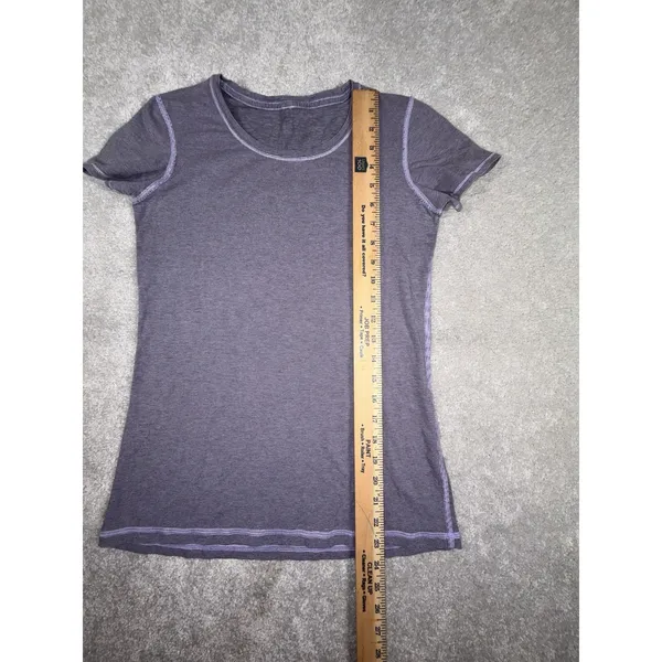 lululemon‎ womens size 4 purple stripe fitted t shirt - Image 5