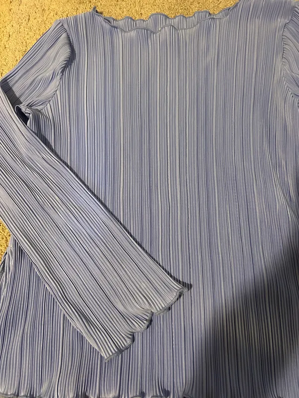 A New Day Women's Light Blue/periwinkle Pleated Long-Sleeve Top - Image 2