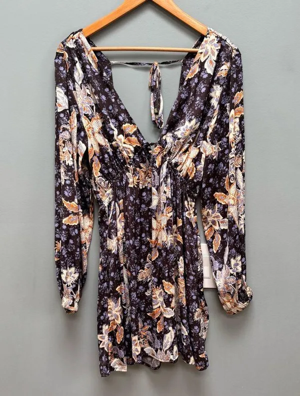 Free People Soli Mini Long Sleeve Satin Dress M - Image 7