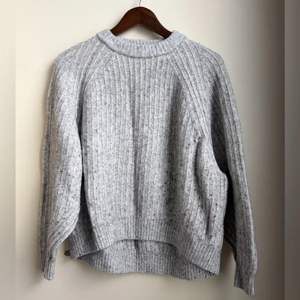 Madewell Light Gray‎ Cotton Blend Crew Neck Sweater Size Small EUC - Image 3