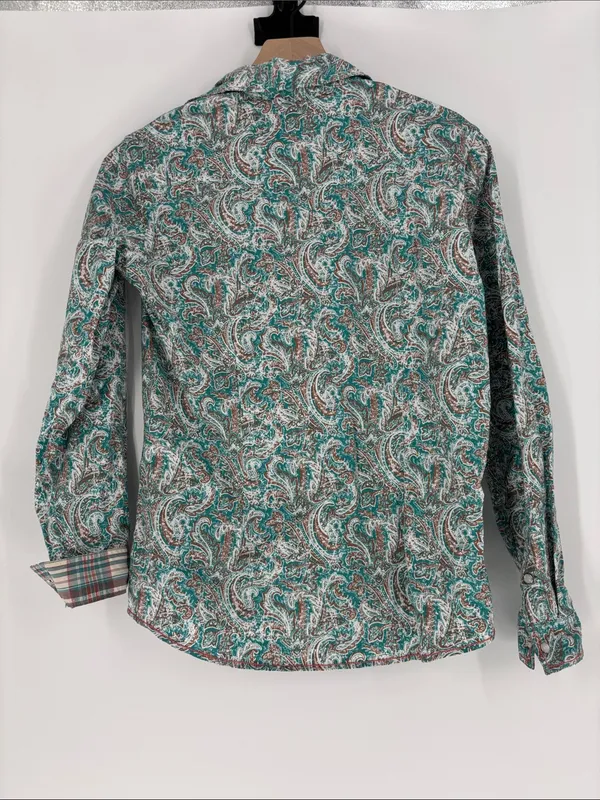 Panhandle rough stock small teal print pearl snap shirt - Image 3