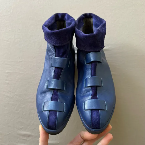 Vintage 90s Charles Jordan Avant Garde Leather Strap Ankle Boots - Image 4