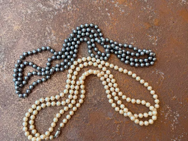 Monet Vintage Double Strand Faux Pearl Necklace White Grey Rhinestone #classy #Avantgarde #timeless - Image 2