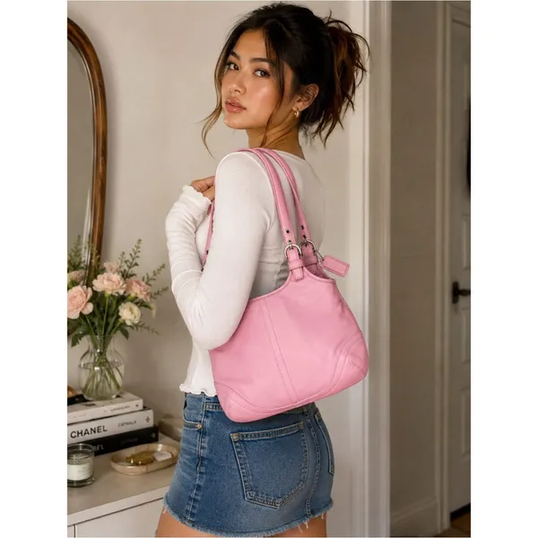 Vintage Coach Soho Slim Hobo Pink Leather Shoulder Bag L3S-4993 Coquette - Image 16