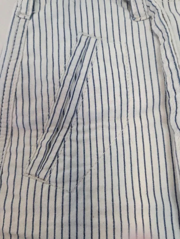 American Eagle Cotton Cream and Blue Striped Shorts with Tie Waist - Image 3