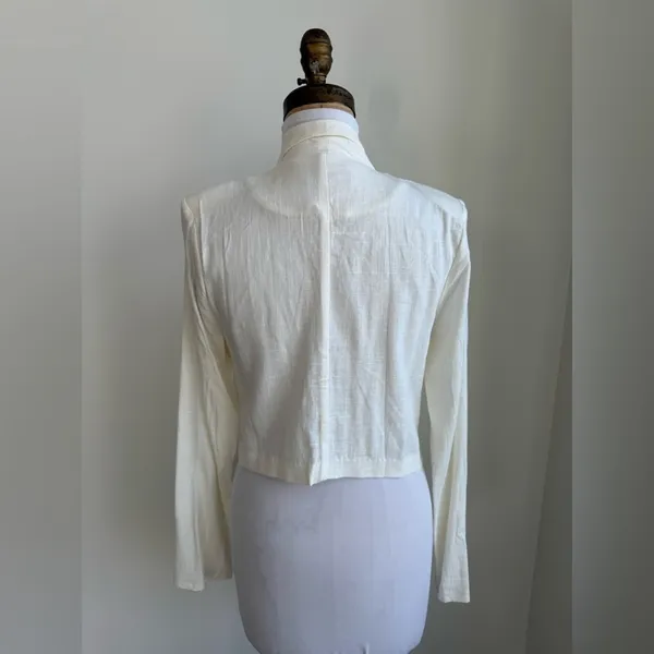 Lulus Miss Punctuality Ivory Cropped Lightweight Linen Blazer Small - Image 6