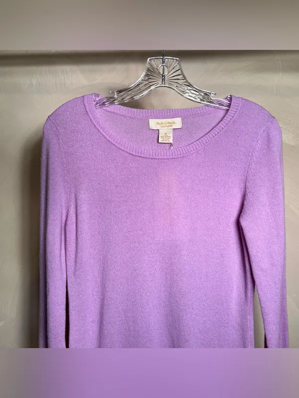 Peck & Peck Women L/S Pullover 2 Ply 100% Cashmere Lilac Sweater,Minimalist|Sz:S - Image 9