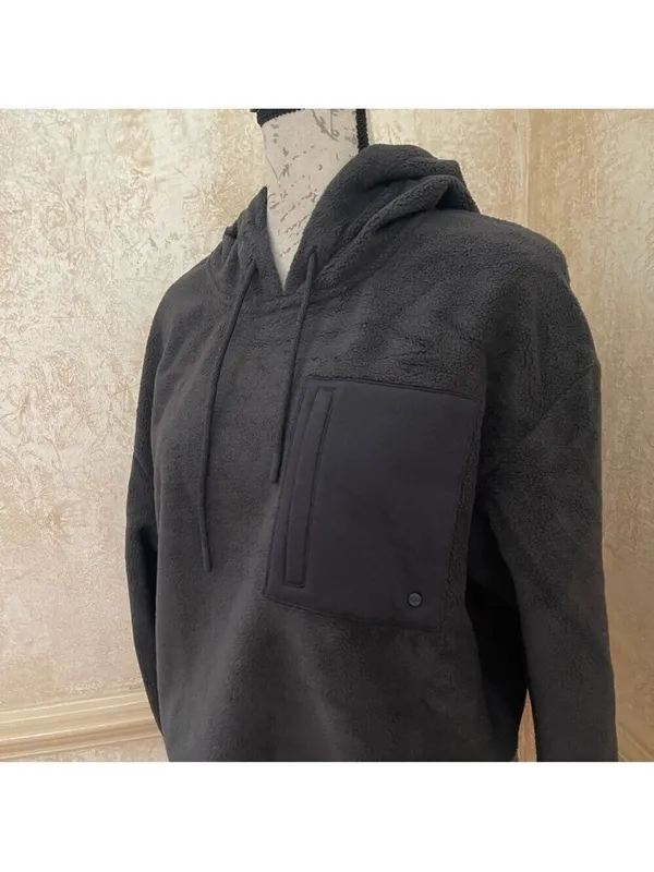 UGG Women's Myley Sherpa Hoodie color Gray Sz Large - Image 5