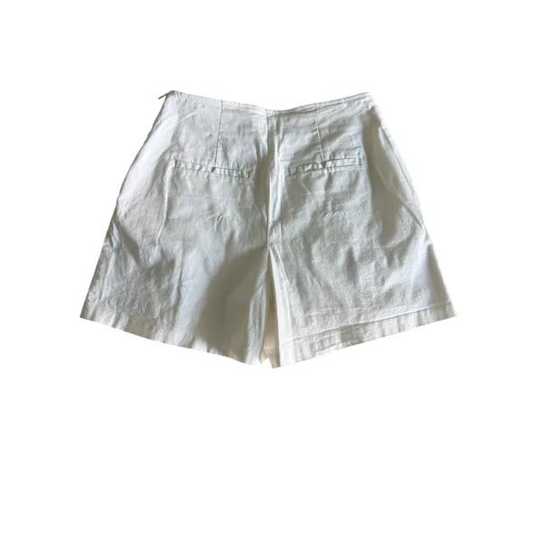 Anthropologie Maeve Pleated Shorts Size 2 White High Waist Cotton Stretch - Image 2