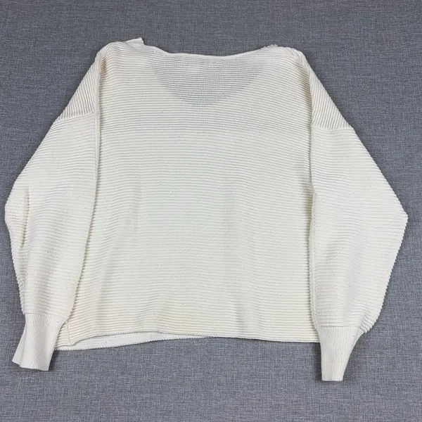 Tommy Bahama Sweater Womens L White Cotton V Neck Dolman Sleeve Knit Pullover - Image 10