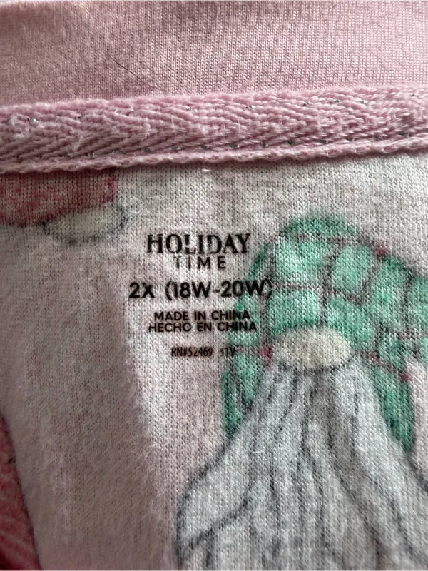 Holiday Time Womens Pink Gnome Print Pajama Set - Image 4