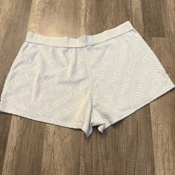Juicy Couture White Velour Monogram Sleep Shorts Lounge Pajama Shorts - Image 2
