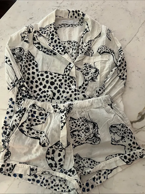 Desmond And Dempsey Black Jaguar Cotton Pajama Set - Image 3
