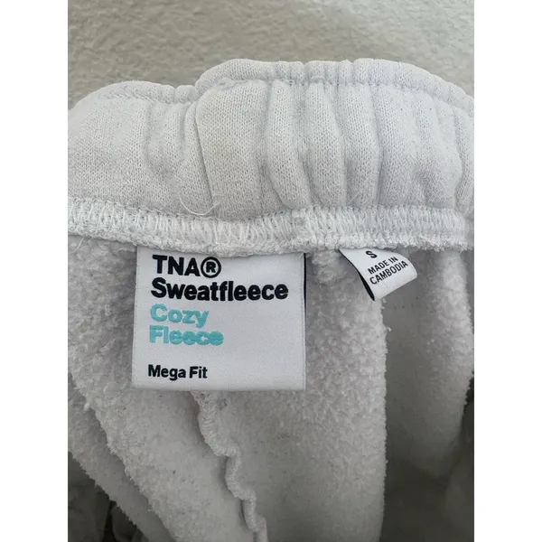 Aritzia TNA Cozy Fleece Mega Sweatpants Size Small White Jogger - Image 6