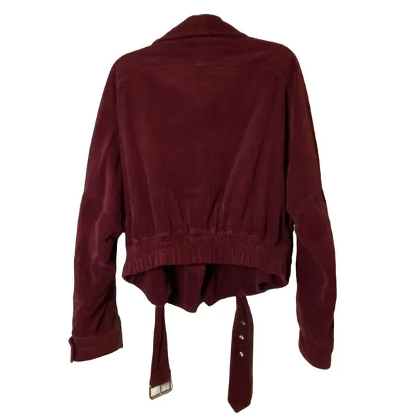 Free People Women's‎ Red Slouchy Dolman Corduroy Moto Jacket Size M - Image 5