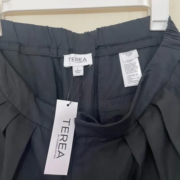 Terea NEW Black Pleated Trousers Dress Pants ~ 100% Lyocell ~ NWT Size L - Image 6